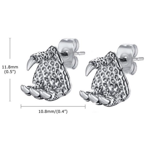 Orecchini a perno punk a forma di artiglio di drago in acciaio inox, 11,8mm x 10,8mm