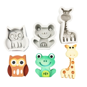 Silicone animal molds for owl, frog and giraffe shaped candles and plaster crafts
