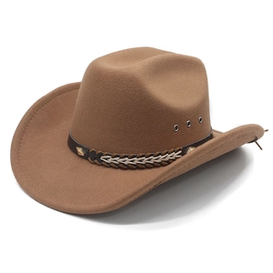 Classic American Western cowboy hat in brown wool felt with leather band and rivets