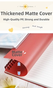 Detailed view of durable frosted red PP notebook cover showing its high flexibility