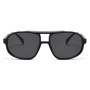 Classic black pilot sunglasses with thick frames and double-bridge design for men and women