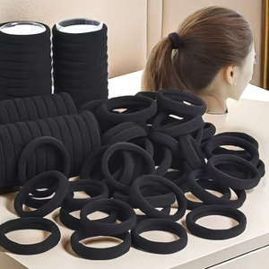 Seamless black high-elastic hair ties set with professional ponytail styling view