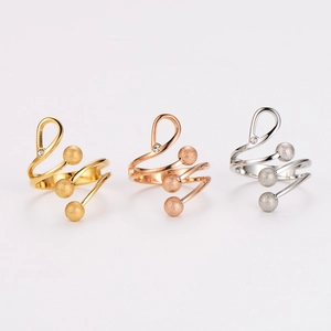 Minimalist matte bead wrap ring in gold, rose gold and silver stainless steel