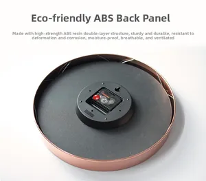 Rear view of aluminum clock showing the quartz movement and eco-friendly ABS back panel
