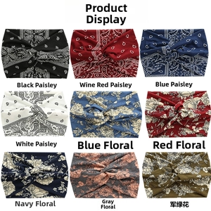 Grid view of floral and paisley knot headbands in various colors for sports or yoga