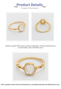 Macro view of S925 sterling silver gold plated ring with white shell stone and engravings