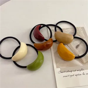 Korean Style Minimalist Resin Crescent Hair Ties High Elastic Ponytail Holders Vintage Bean Shaped Hair Ropes For Women