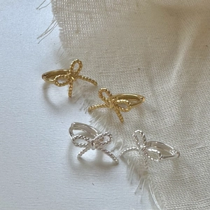 Elegant 925 sterling silver bow knot hoop earrings in gold and silver with rope texture