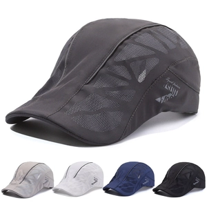 Men Mesh Breathable Beret Hat Summer Casual Sport Ivy Cap Lightweight Sunshade Flat Cap Adjustable Outdoor Newsboy Hat