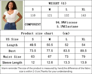 Größentabelle für Damen Slim Fit T-Shirt mit Maßen für Brust, Taille und Gesamtlänge