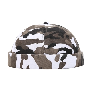 Fashionable camouflage docker cap with white and grey pattern for men and women