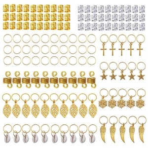 Metal Dreadlock Hair Rings Clips With Shell Star Snowflake Cross Leaf Wings Pendants Gold Silver Braiding Accessories