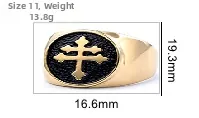 Size 11 gold Lorraine cross ring, 13.8g weight, 19.3mm height stainless steel jewelry
