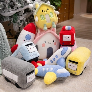 Cartoon Plüschtier Kissen Kreatives Haus Feuerwehrauto Flugzeug Rakete Form Weich Gefülltes Kissen Dekoration Kinder Geschenk