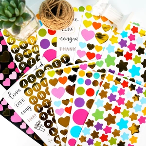 Decorative Stickers Colorful Bronzing Heart Star Alphabet Patterns For DIY Journal Scrapbook Planner Aesthetic Craft Ornament
