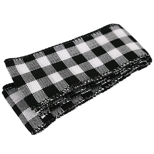 Classic black and white checkered fabric ribbon for Christmas gift wrapping and DIY crafts