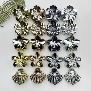 Lot de 20 pinces à cheveux florales en métal doré, or rose, bronze et argent poli