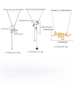 Detailed size chart for snake, Saturn, and Love pendants in punk style necklaces