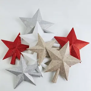 Glitter Christmas Tree Topper Star Sparkling Five Pointed Star Ornament Festive Holiday Home Decor Accessory