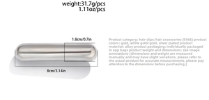 Detail of silver alloy elastic hairpin with weight and size specifications