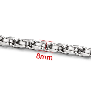 Polished 8mm stainless steel flat twist chain for DIY jewelry making and bags