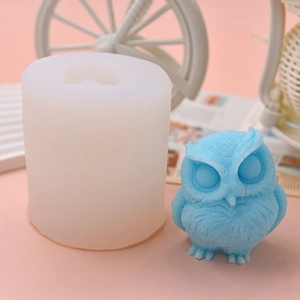 DIY owl shaped silicone mold for cake decorating and candles with detailed feather texture