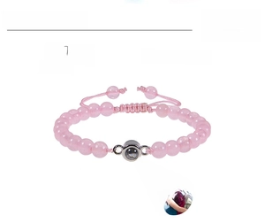 Details zum 6mm rosa Kristall-Perlenarmband mit individuellem Fotoprojektionsstein