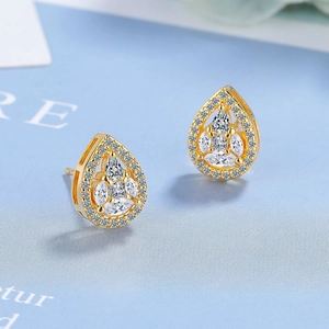 Elegant gold-plated drop earrings featuring sparkling teardrop-shaped cubic zirconia