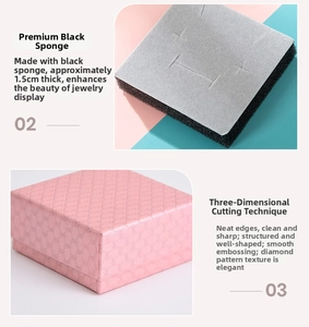Pink diamond-textured jewelry box with a 1.5cm thick black sponge inner lining insert