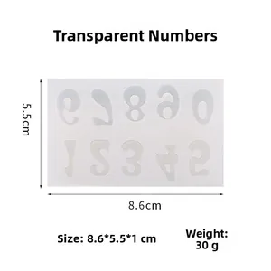 Detailed view of translucent silicone numbers mold for fondant cakes and DIY crafts