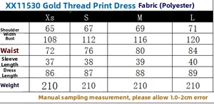 Size chart showing chest and waist measurements for a V-neck floral print dress