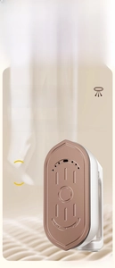 Macro view of rose gold ceramic soleplate with steam holes for portable garment steamer