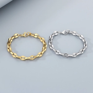 Bracelets gourmette en acier inoxydable or et argent pour hommes et femmes de style hip-hop