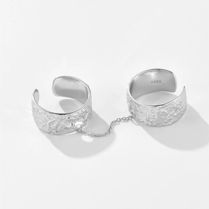Adjustable S925 sterling silver connected ear cuffs with elegant link chain design