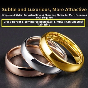 Polished titanium steel rings in gold, silver, and rose gold finishes on black background