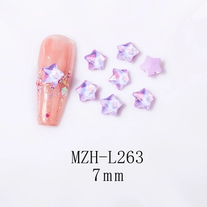 7mm aurora star-shaped K9 glass nail art crystal with 3D faceted finish for manicure