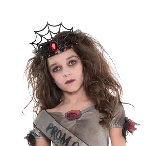 Halloween black spider web tiara with red rhinestones for party costume accessories