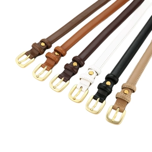 Minimalist genuine leather belts for women with gold square buckles in six classic colors