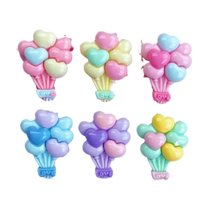 Breloques ballons cœur en résine couleurs macaron avec texte Love pour DIY créatif