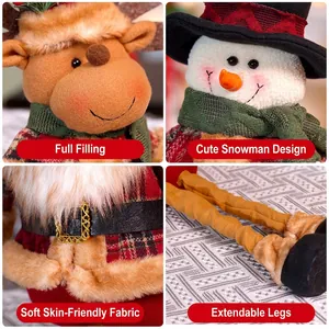 Standing telescopic Christmas plush doll with adjustable legs and soft fur detail