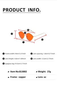 Guide des tailles montrant les dimensions des lunettes de soleil en métal ovales