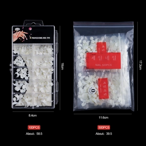 500pcs white plum blossom nail art extensions in boxed and bagged packaging