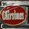 Charm italiano in acciaio inossidabile con tassello smaltato rosso per Natale