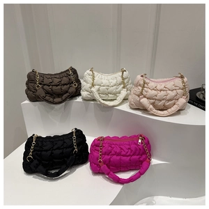 Quilted cloud shoulder bags in multiple colors featuring chic chain strap details