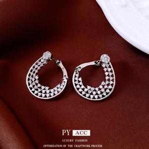 Luxurious 18K gold plated silver flower twisted hoop earrings with pavé zircon stones