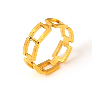 Geometrischer quadratischer Gliederring im Hepburn-Stil mit 18k Goldbeschichtung