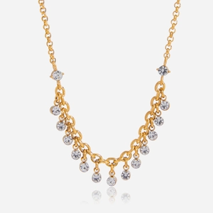 Collana classica in acciaio inossidabile placcata oro 18K con nappe di strass brillanti