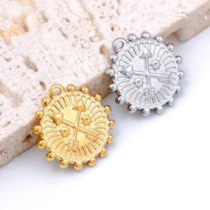 Pendentifs Sagittaire ronds en or et argent sur pierre, accessoires bijoux en acier