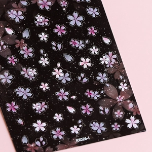 5D Cherry Blossom Nail Art Stickers Frosted Thin Sakura Petal Starry Sky Pattern Self Adhesive Decals For Women DIY Manicure