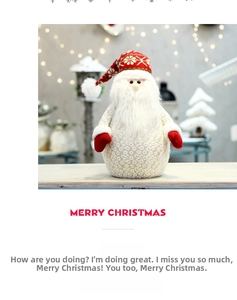 Dettaglio di Babbo Natale di peluche con cappello di lana e barba bianca decorativa